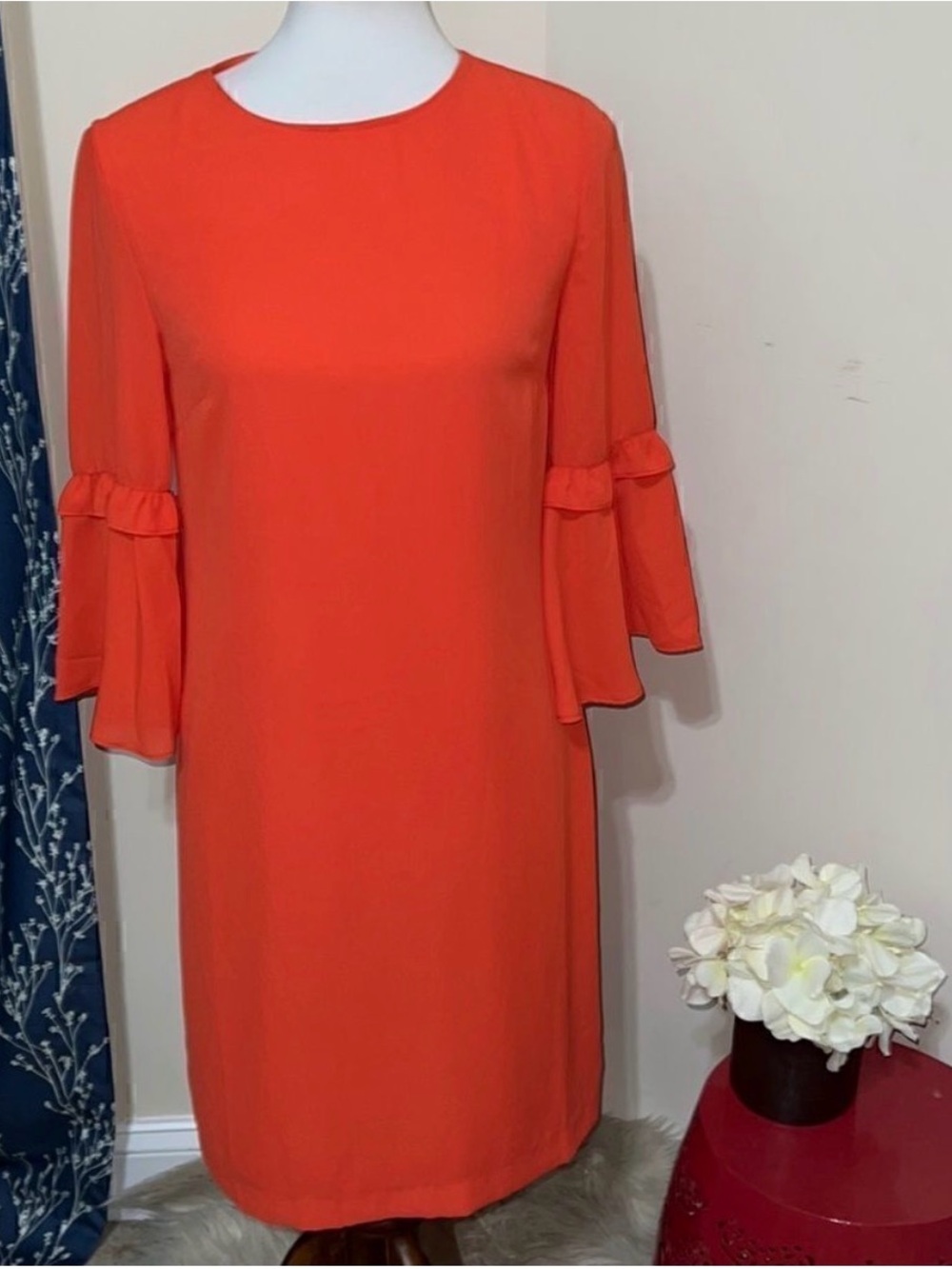 Banana Republic Factory Orange Ruffle-Sleeve Shift Dress